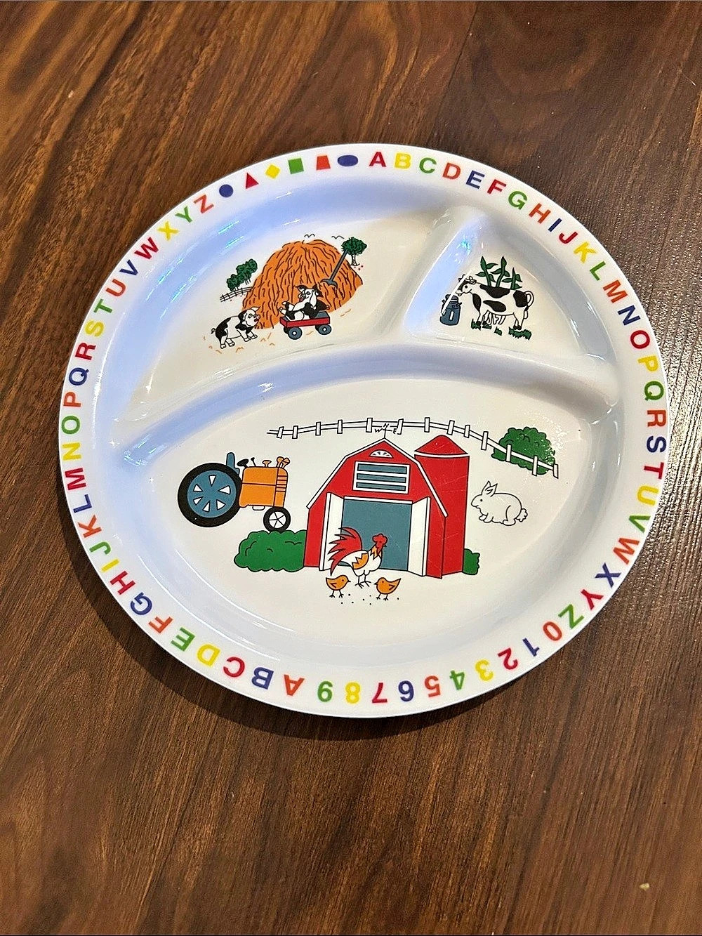 Alphabet Farm Divided Plate in White & Multicolor